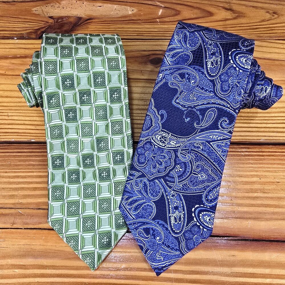 Jos. A. Bank Lot Of 2 Neck Ties Men’s 100% Silk Paisley & Geometric NEW!